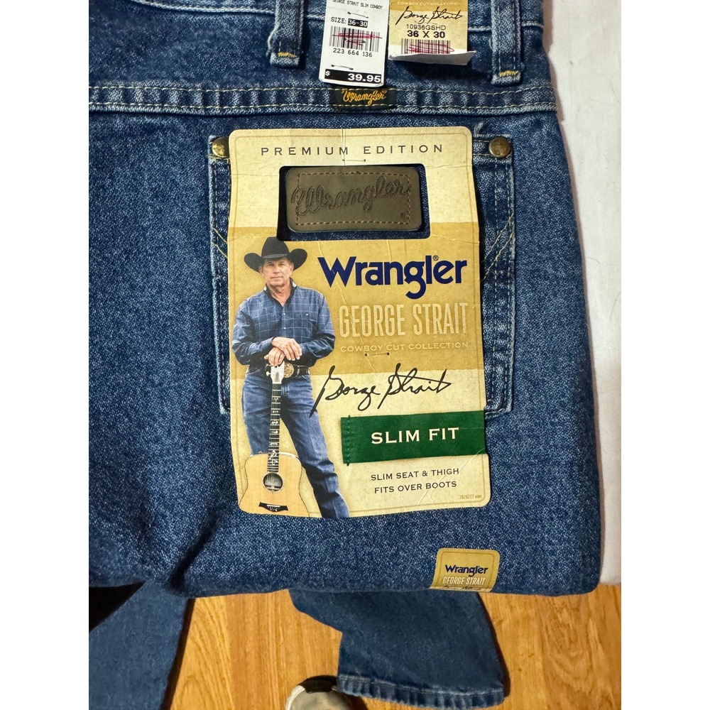 Wrangler George Strait Cowboy Cut Slim Fit Jeans 36x30 Blue Denim 10938GSHD